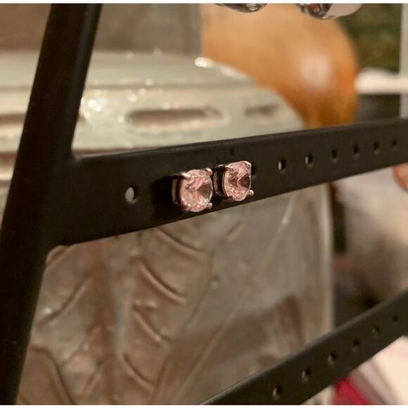 Sterling Silver and CZ Stud Earrings - Picture 2 of 3